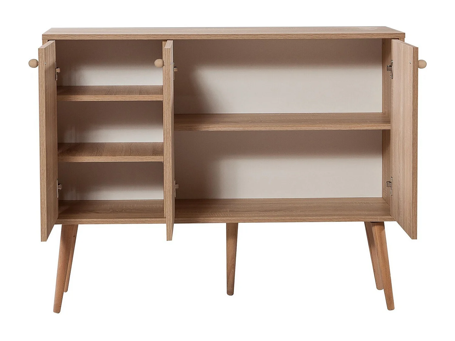 Buffet 3 portes Areva 120x90cm Motif 'Vintage label' Bois Naturel et Bleu