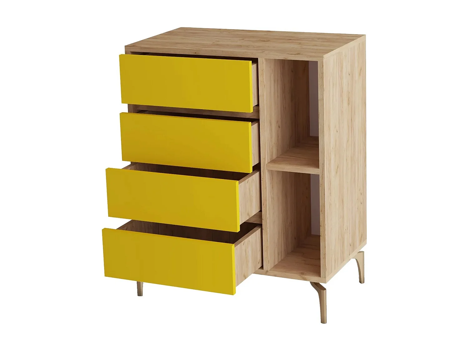Cómoda YUMİ color roble Amarillo 70x40x86 cm