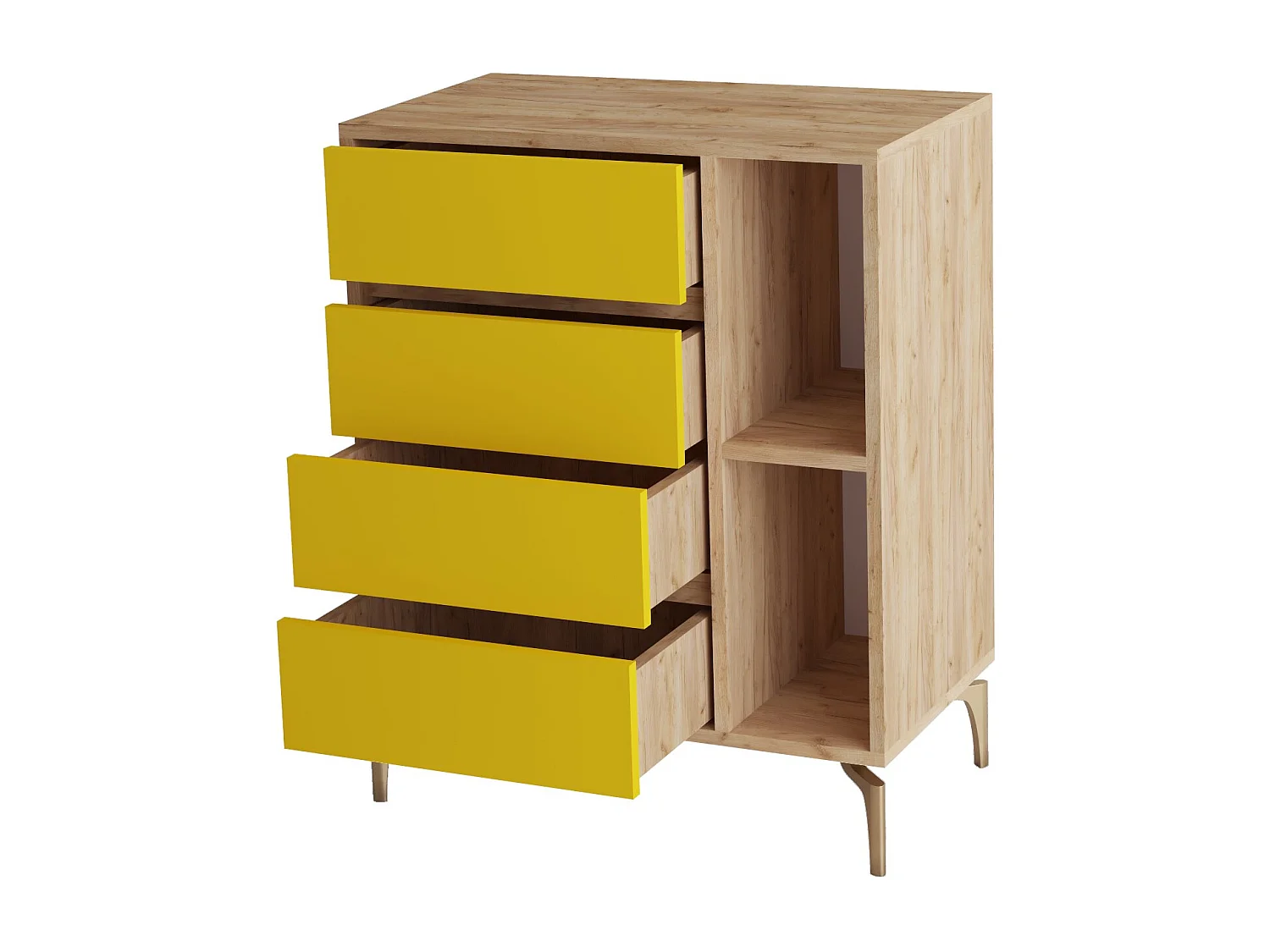 Cómoda YUMİ color roble Amarillo 70x40x86 cm