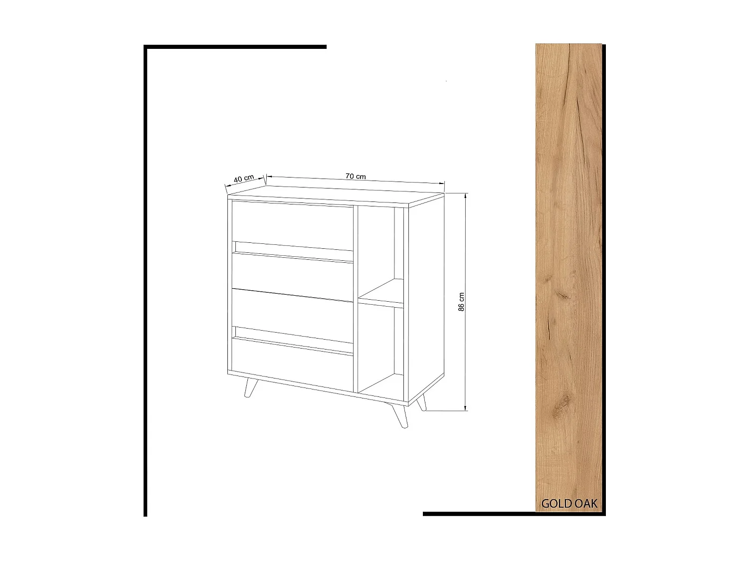 Buffet haut Nairda H86cm Chêne clair et Jaune