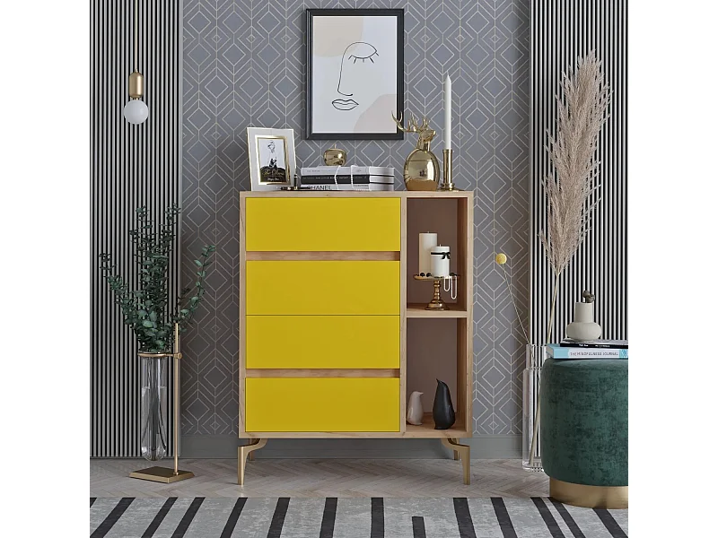 Cómoda YUMİ color roble Amarillo 70x40x86 cm
