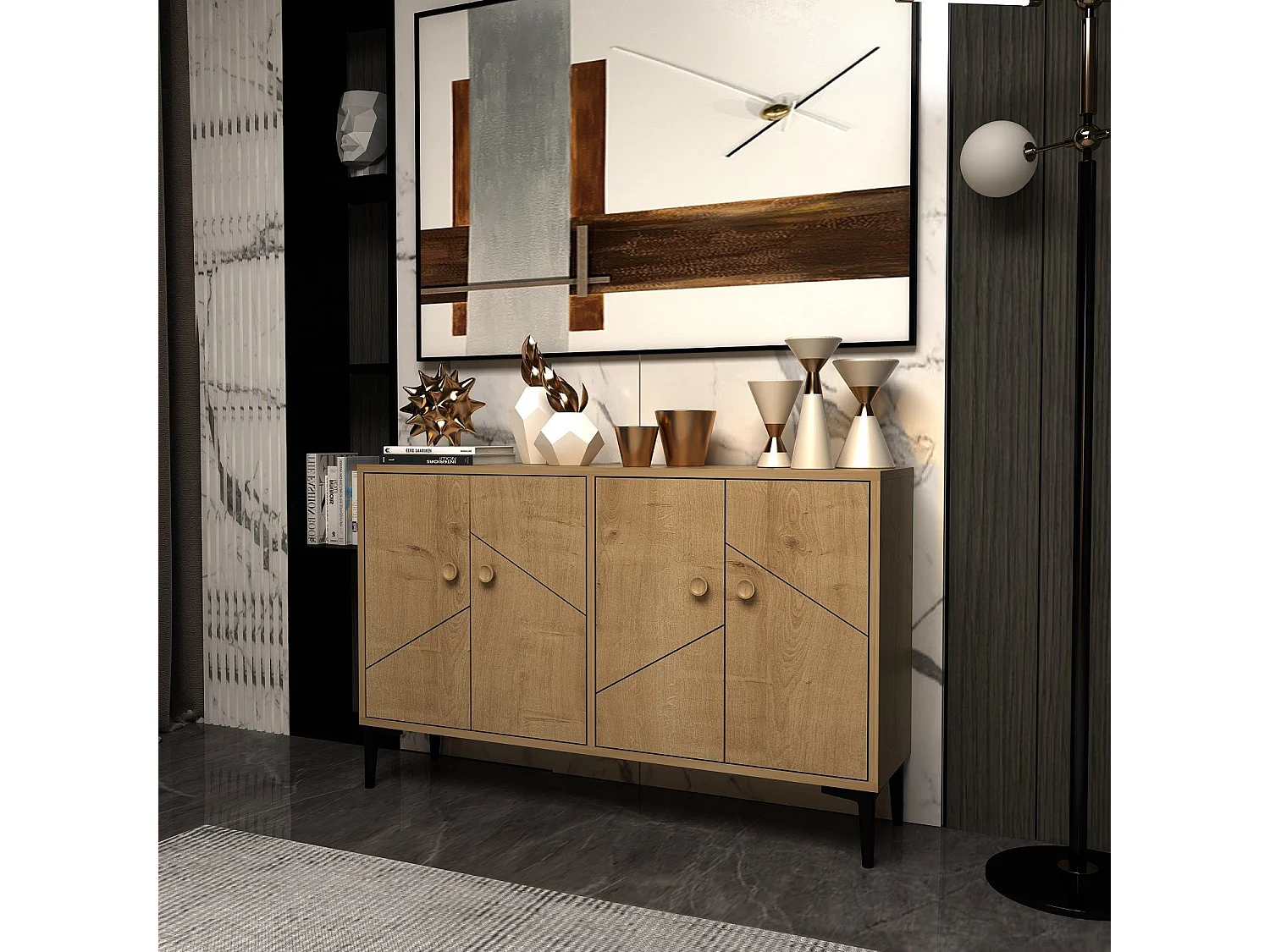 Aparador Kailua 1958, Roble, 75x120x30cm, Aglomerado laminado