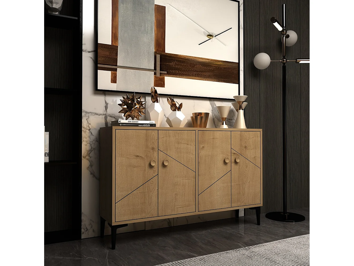 Aparador Kailua 1958, Roble, 75x120x30cm, Aglomerado laminado