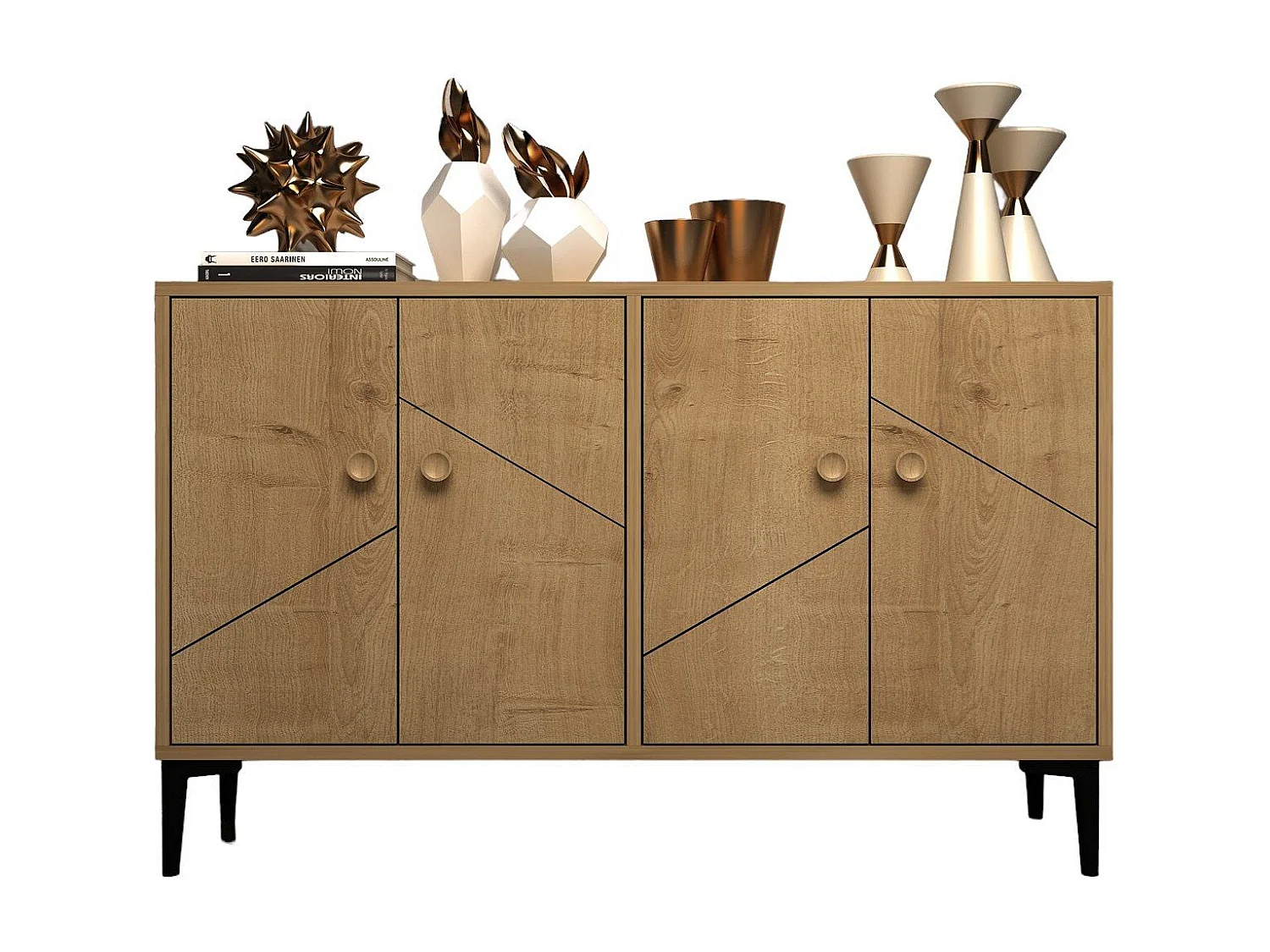 Buffet Nunka 120cm Motif Géométrique Chêne clair