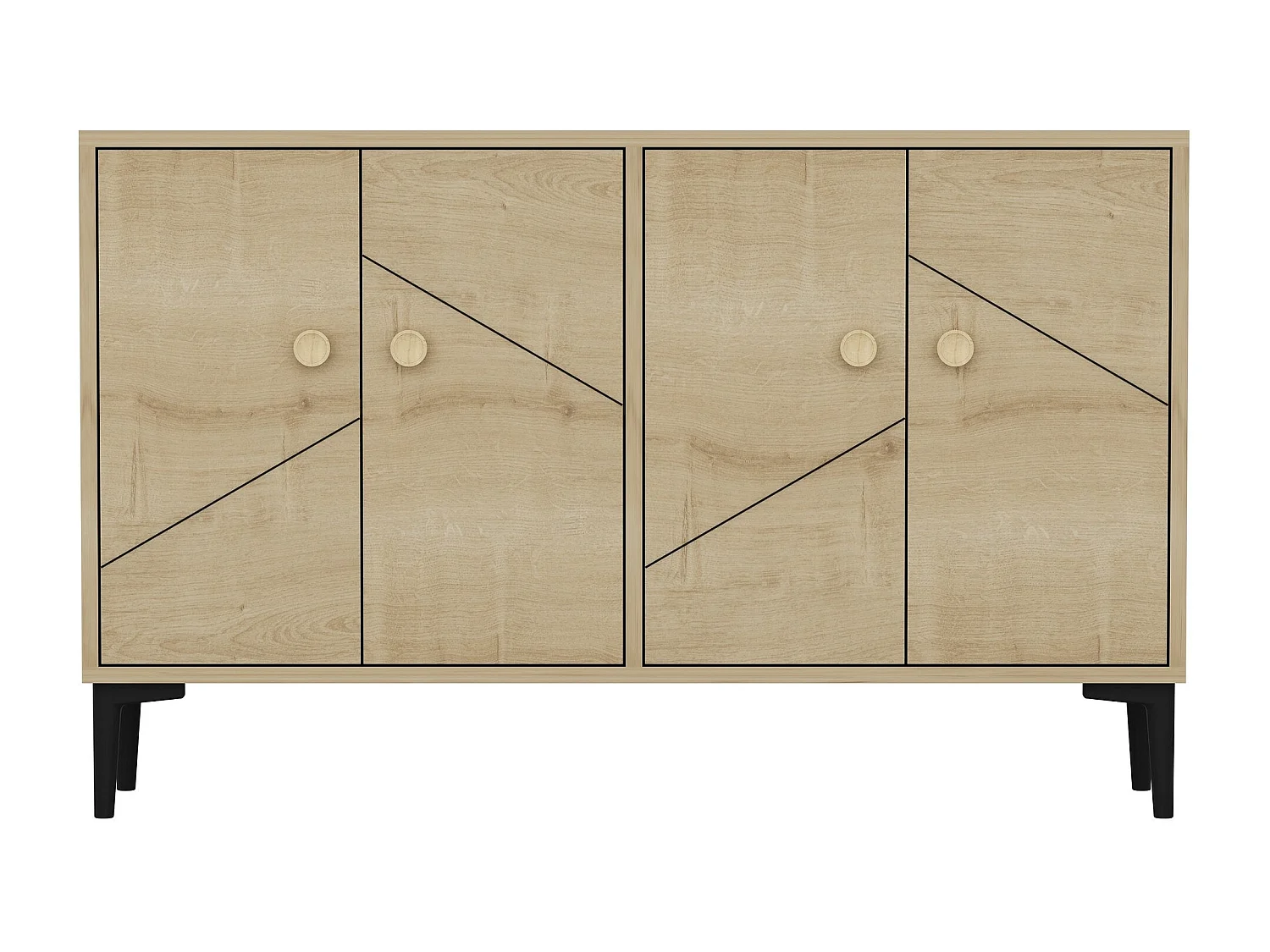 Buffet Nunka 120cm Motif Géométrique Chêne clair