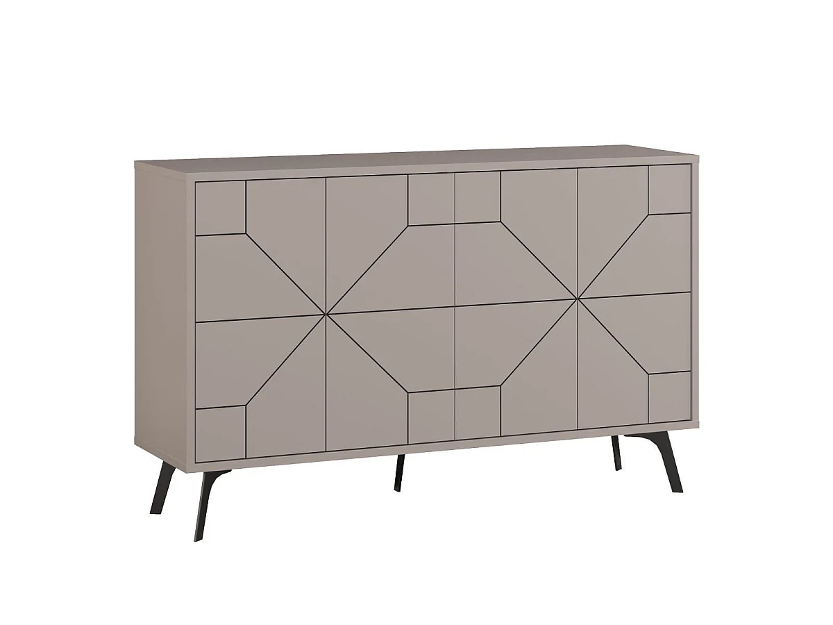 Nowoczesna komoda – 123 x 62,4 x 35 cm – Jasna mokka – Melamina