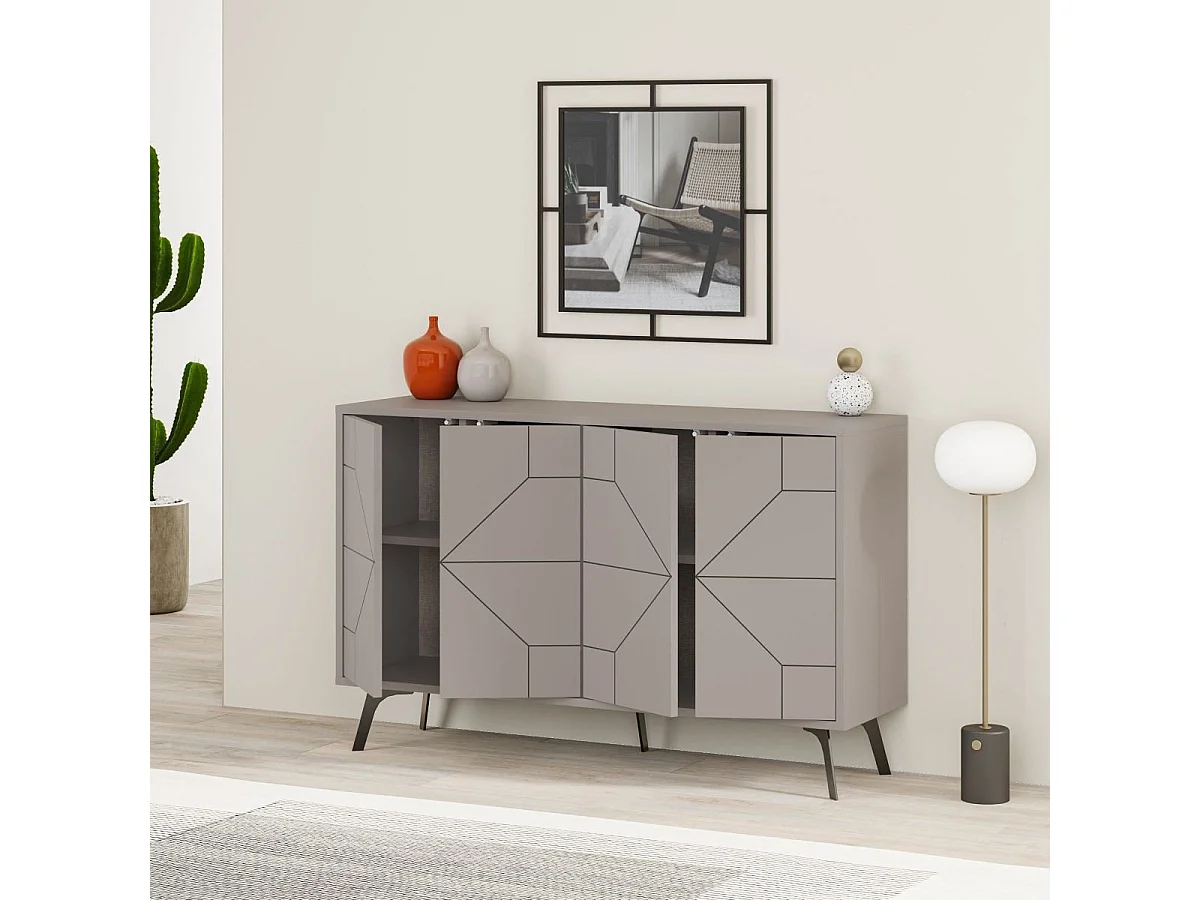 Nowoczesna komoda – 123 x 62,4 x 35 cm – Jasna mokka – Melamina