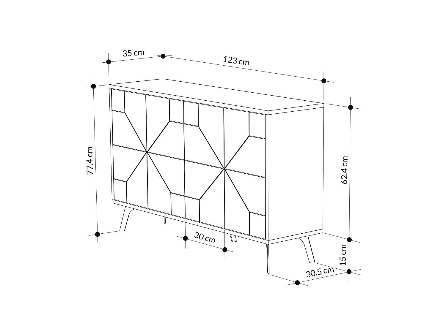 Nowoczesna komoda – 123 x 62,4 x 35 cm – Jasna mokka – Melamina