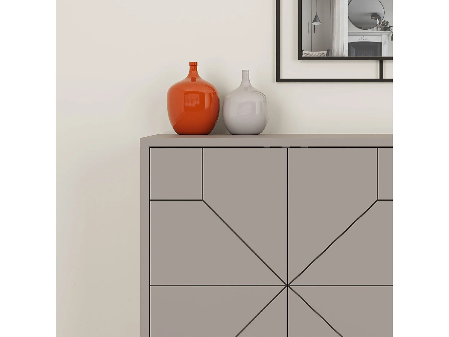 Nowoczesna komoda – 123 x 62,4 x 35 cm – Jasna mokka – Melamina