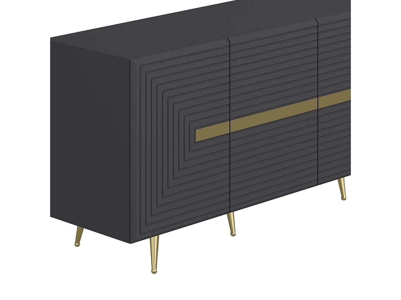 Buffet Parana L180xH75cm Anthracite et Or