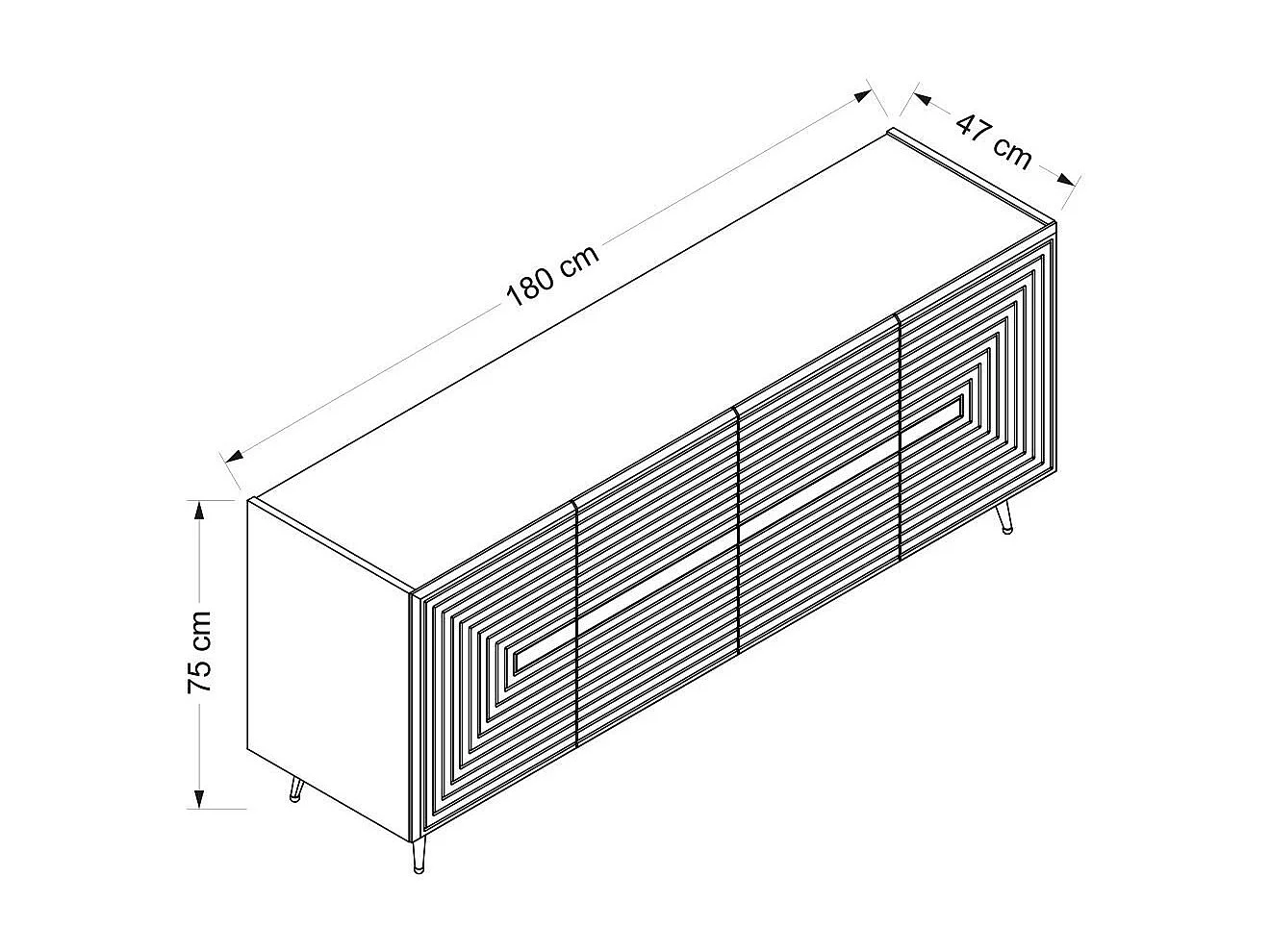 Buffet Parana L180xH75cm Anthracite et Or