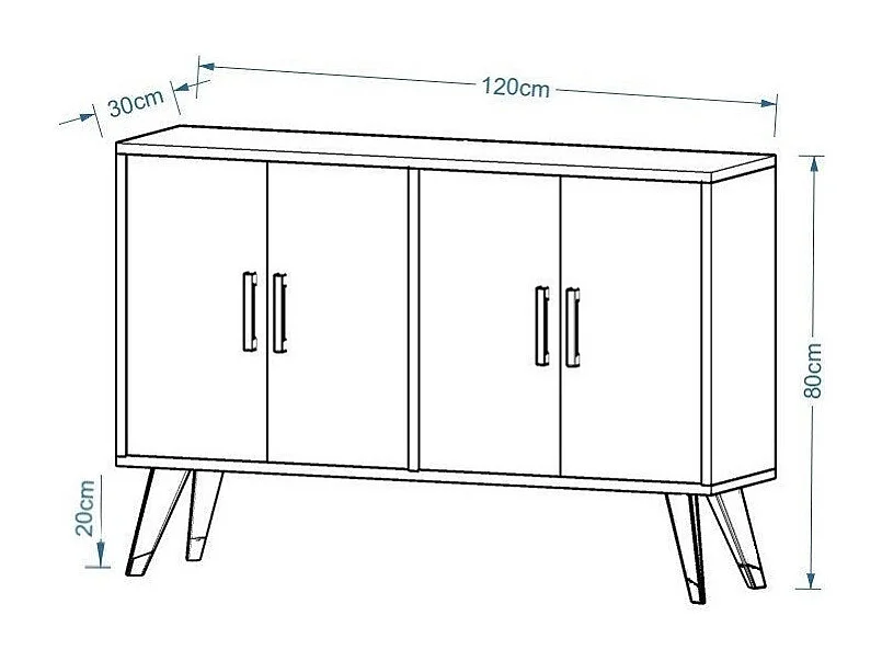 Mueble de TV – 120 cm x 30 cm x 80 cm – Blanco – Aglomerado