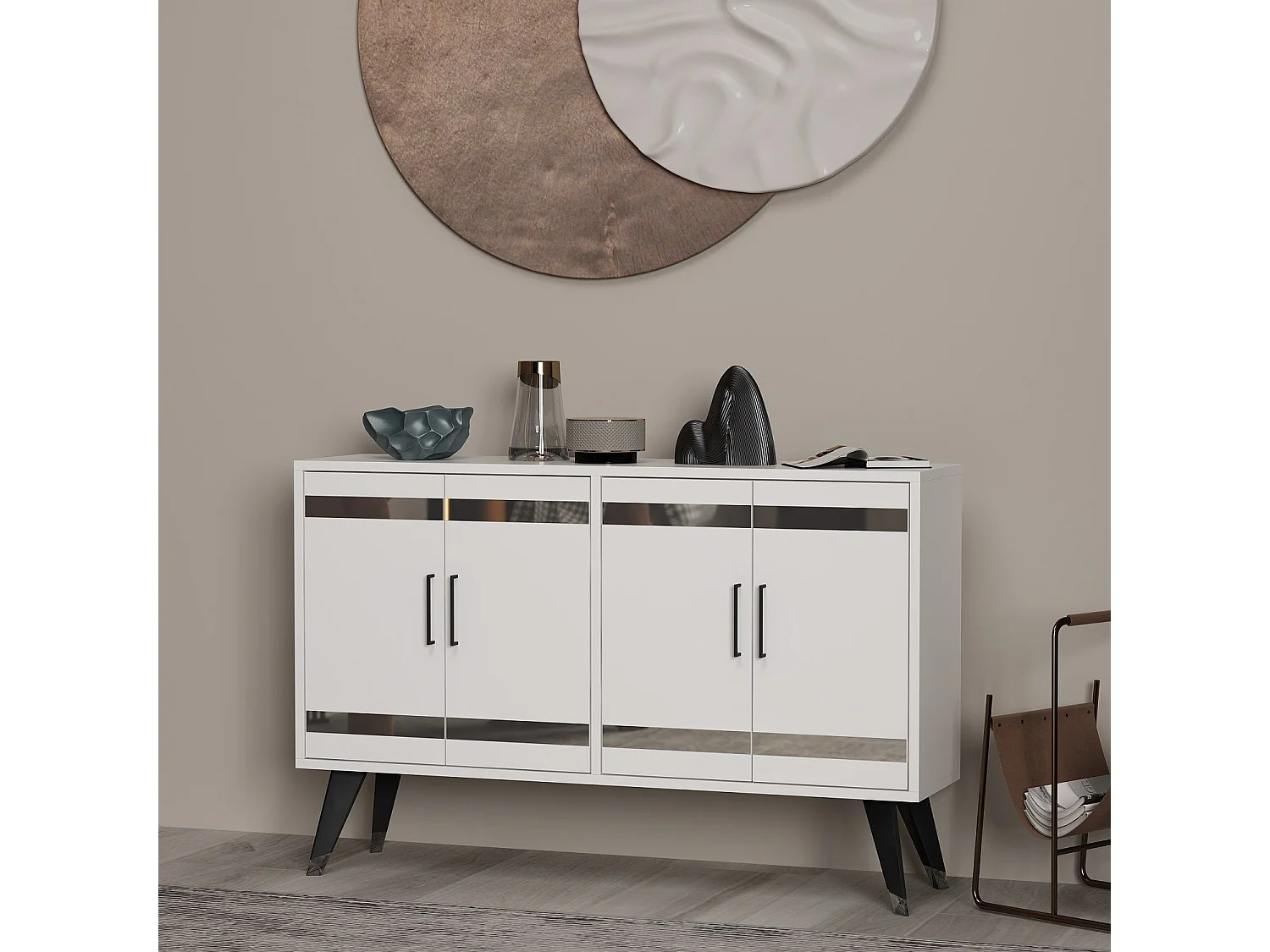 Móvel de TV – 120 cm x 30 cm x 80 cm – Branco – Aglomerado