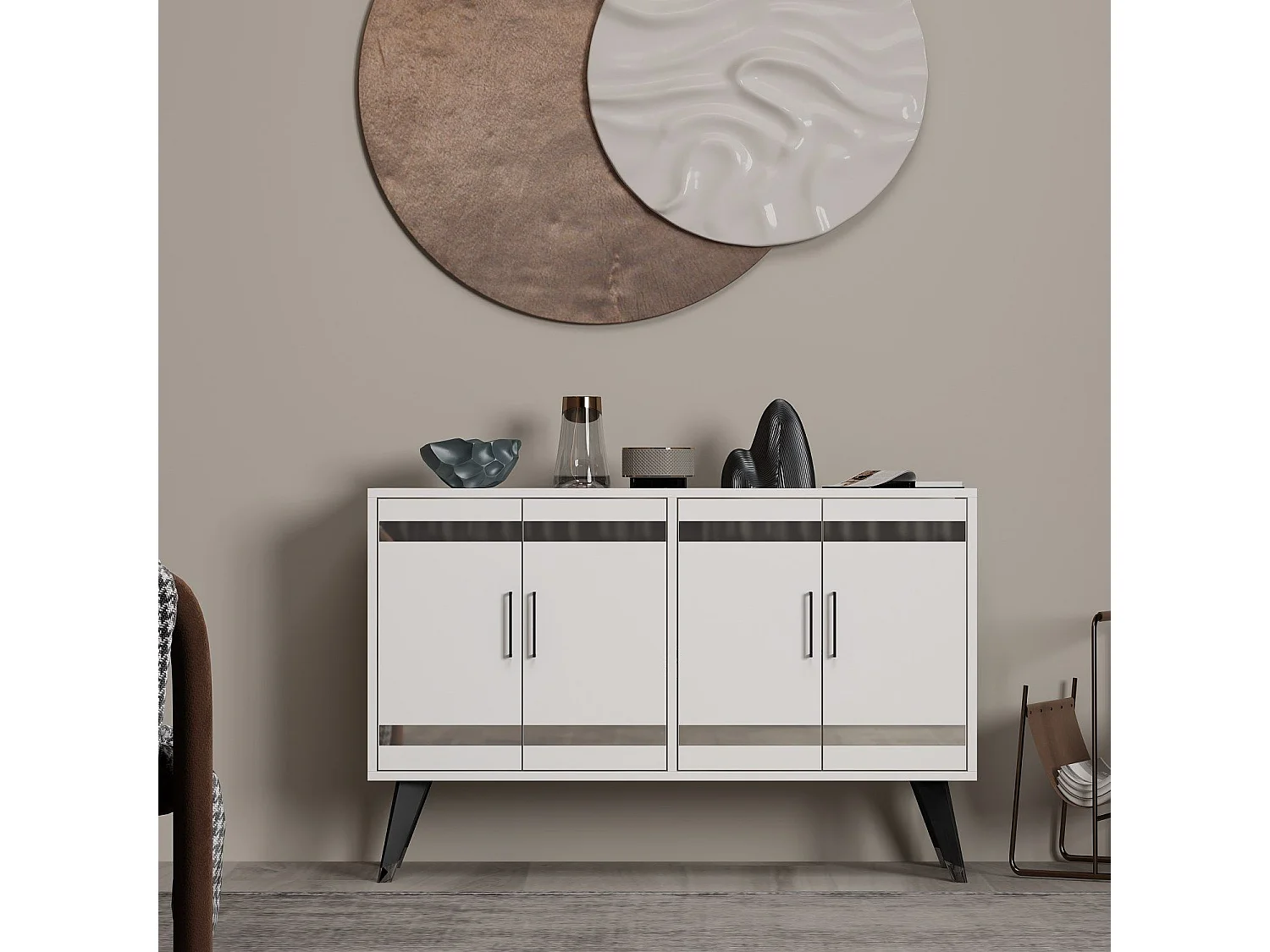 Móvel de TV – 120 cm x 30 cm x 80 cm – Branco – Aglomerado