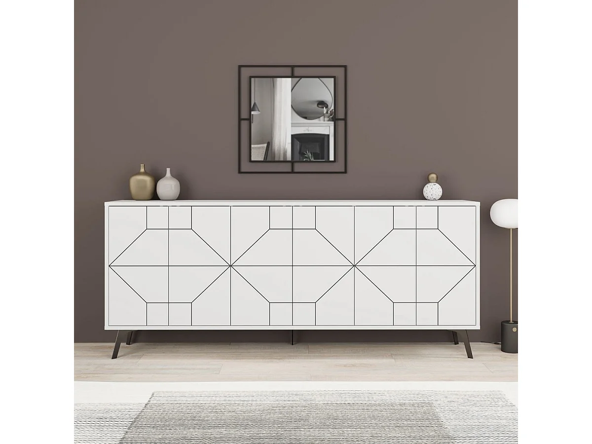 Aparador Moderno – 184 cm – Branco – Painel de Partículas revestido em Melamina
