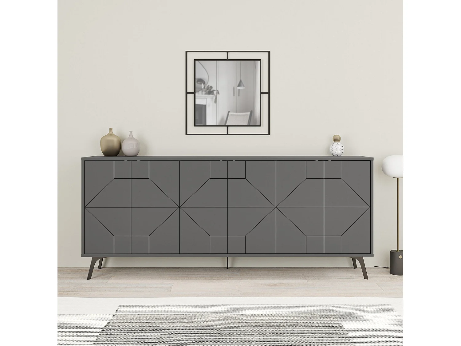 Buffet 6 deuren antraciet L184 cm - Dune