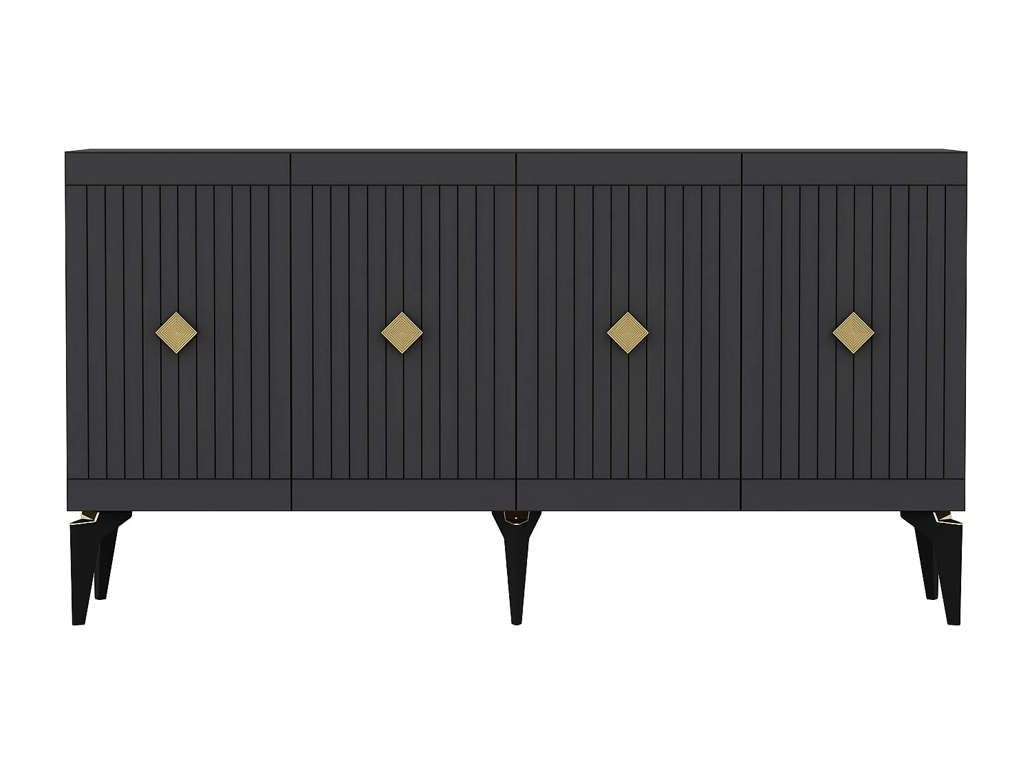 Buffet bas 4 portes Fernie L150cm Anthracite et Or