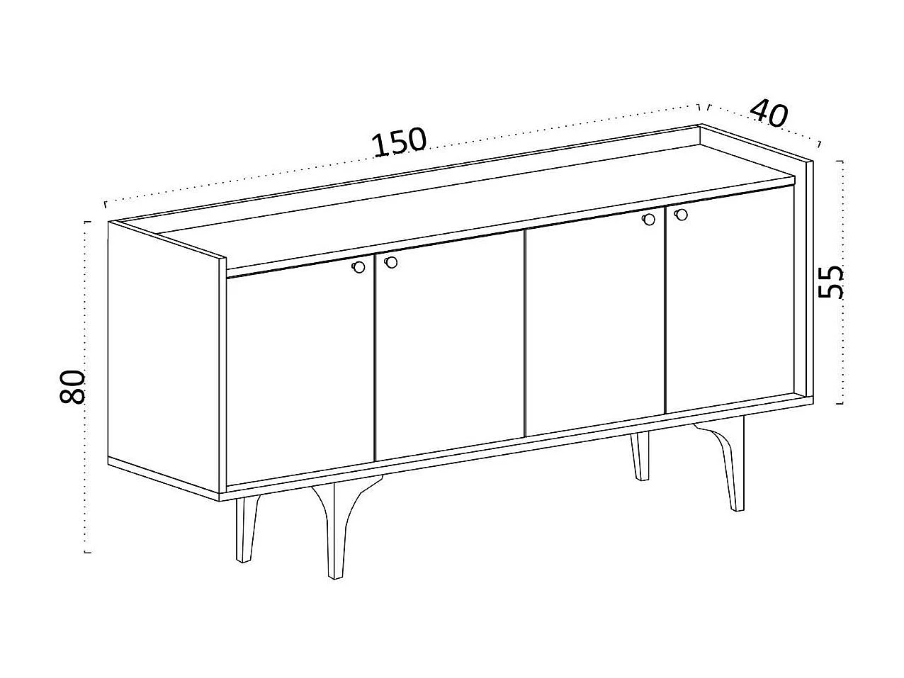 Buffet 4 deuren eiken decor saffier L150 cm - Navi