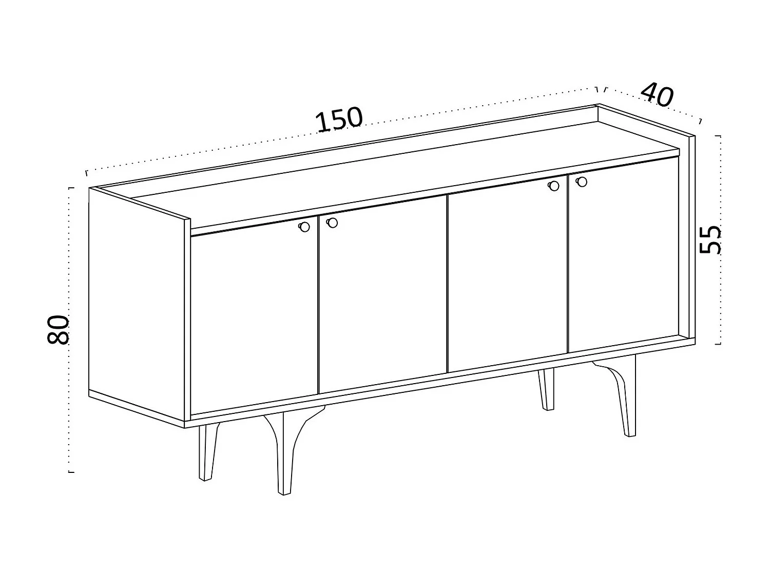 Buffet 4 deuren eiken decor saffier L150 cm - Navi