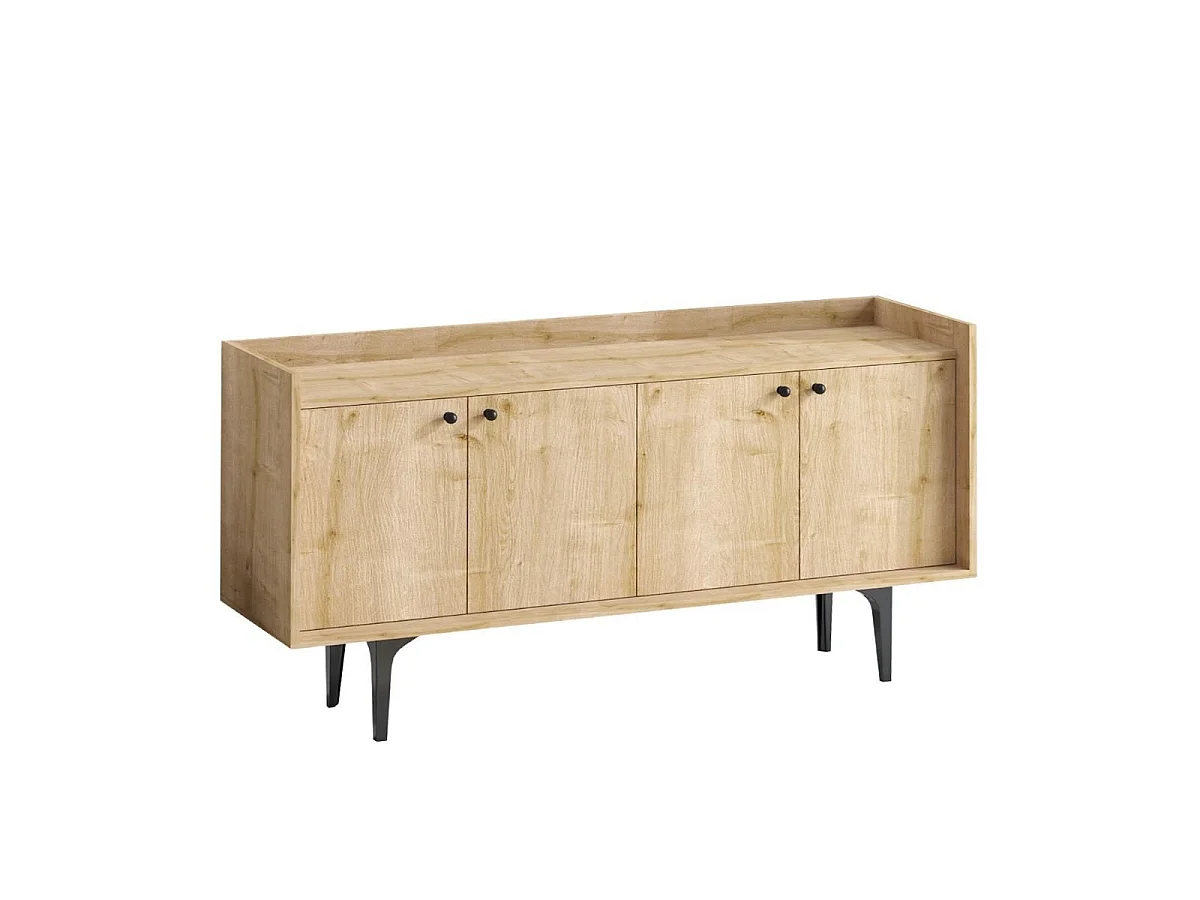Buffet 4 portes décor chêne L150 cm - NAVI