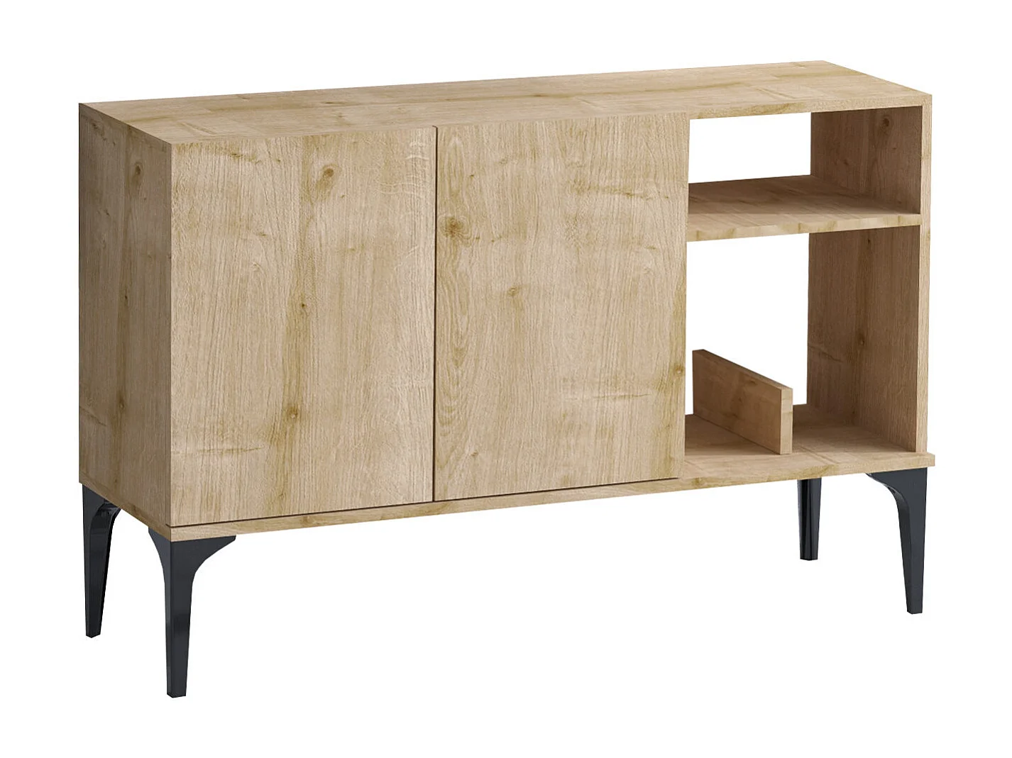 Aparador – 120 x 80 x 40 cm – Carvalho Safira e Preto – MDF