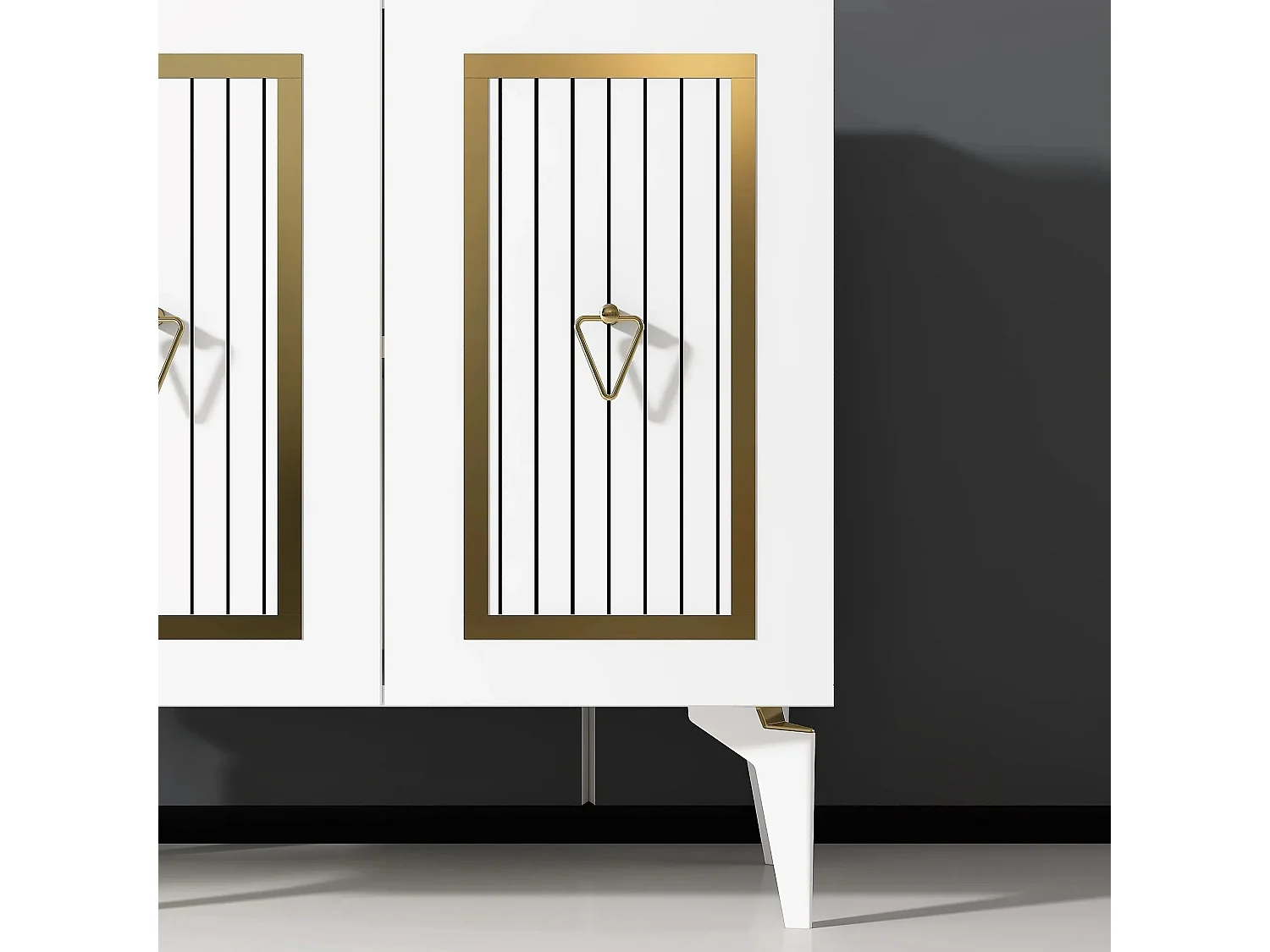 Aparador – 75 x 79 x 40 cm – Branco e Dourado – Painel de Partículas Revestido a Melamina