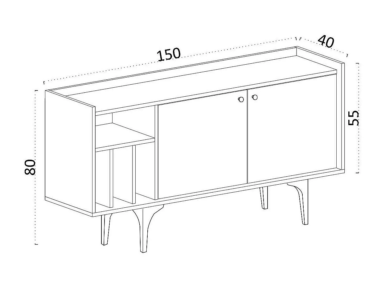 Buffet 3 Fächern 2 Türen Eiche Saphir Dekor L150 cm - CANOPUS