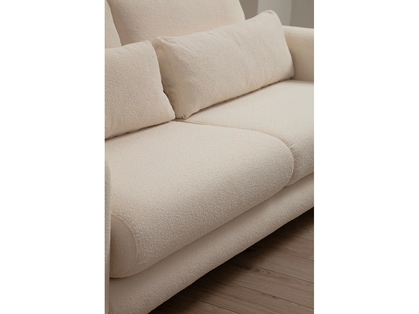 Sofá Altadena 331, De color marrón claro, 215x97x73cm, Tapiz, Patas: Plástico