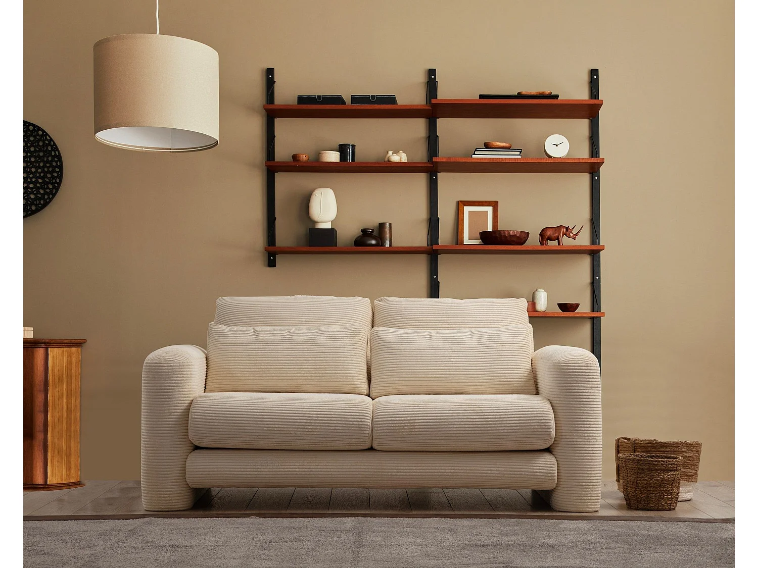 Divano Altadena 330, Nocciola, 180x97x73cm, Arazzo, Gambe: Plastica