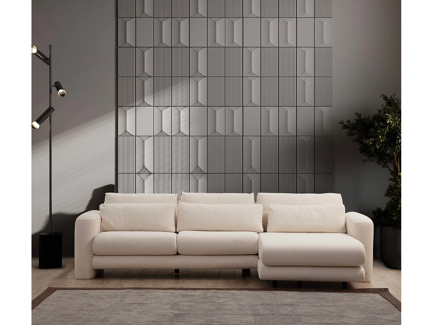 Sofá rinconero Altadena 333, De color marrón claro, 290x165x73cm