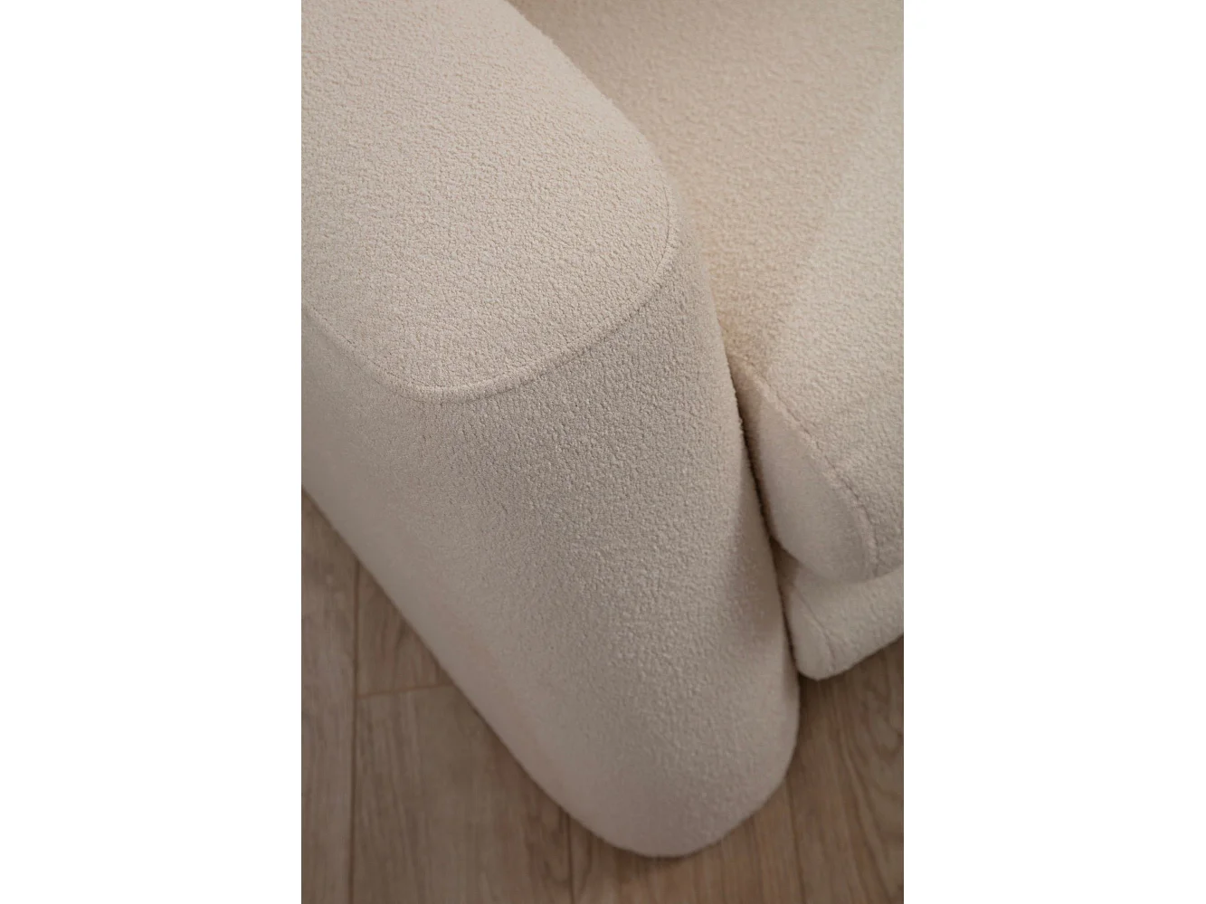 Canapé d'angle à droite Harpie Tissu bouclette Blanc crème