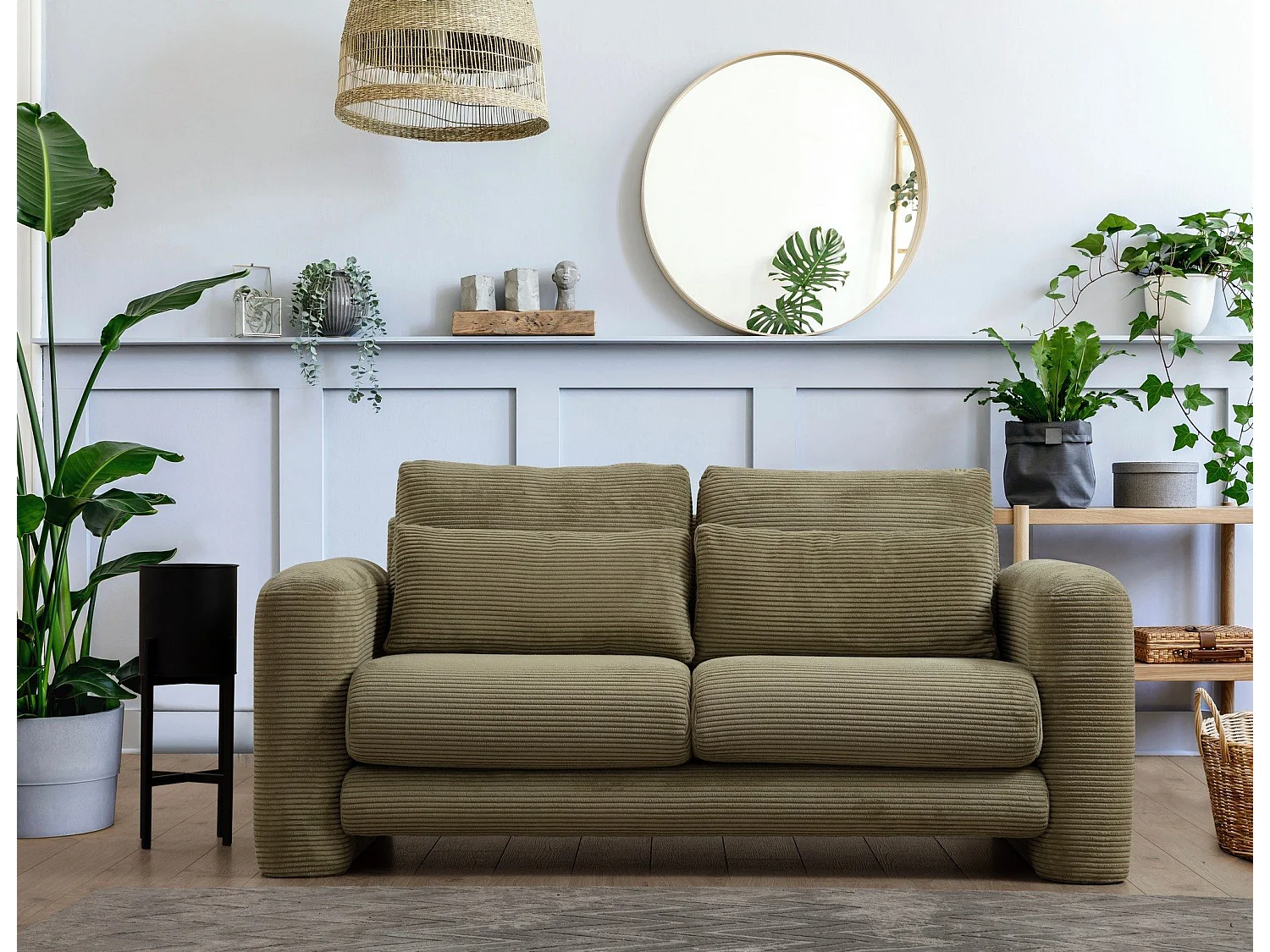 Sofá Altadena 330, Verde, 180x97x73cm, Tapiz, Patas: Plástico