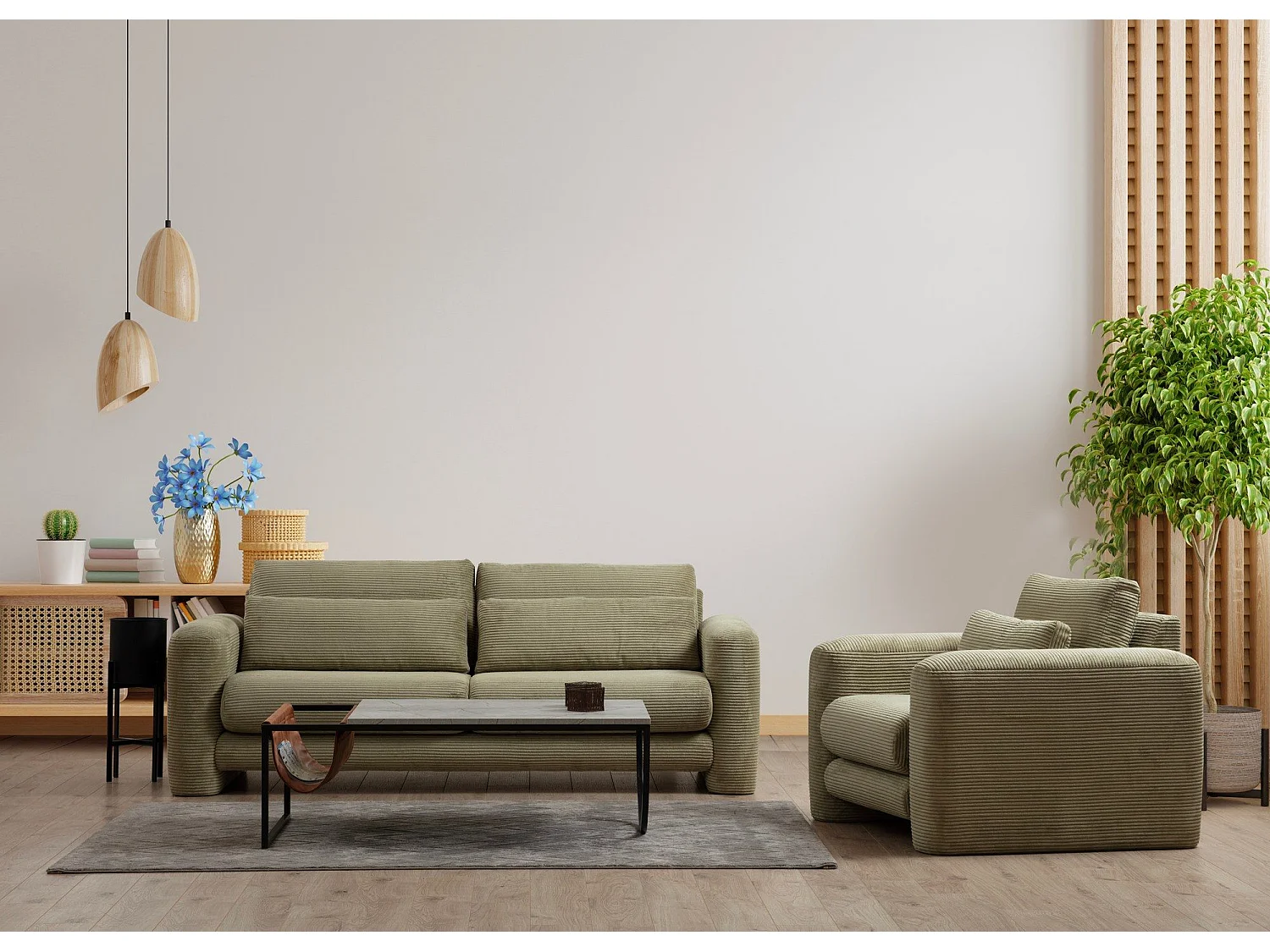 Sofá Altadena 330, Verde, 180x97x73cm, Tapiz, Patas: Plástico