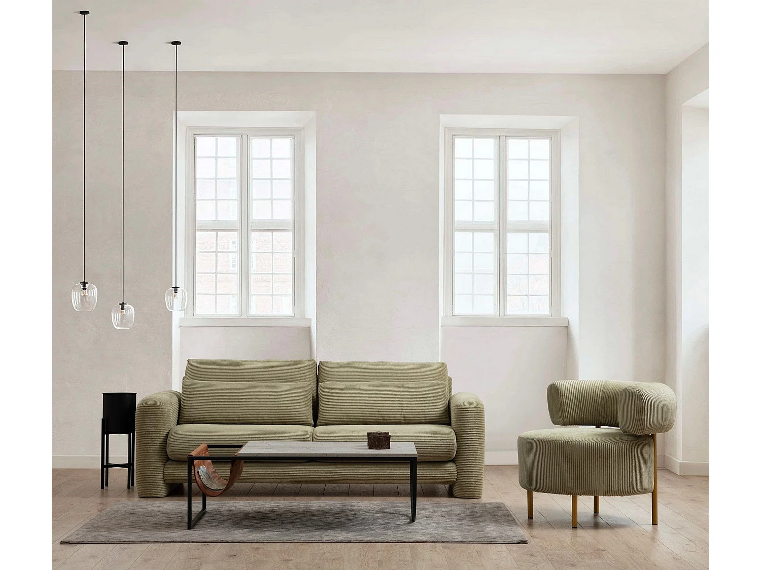 Sofá Altadena 330, Verde, 180x97x73cm, Tapiz, Patas: Plástico