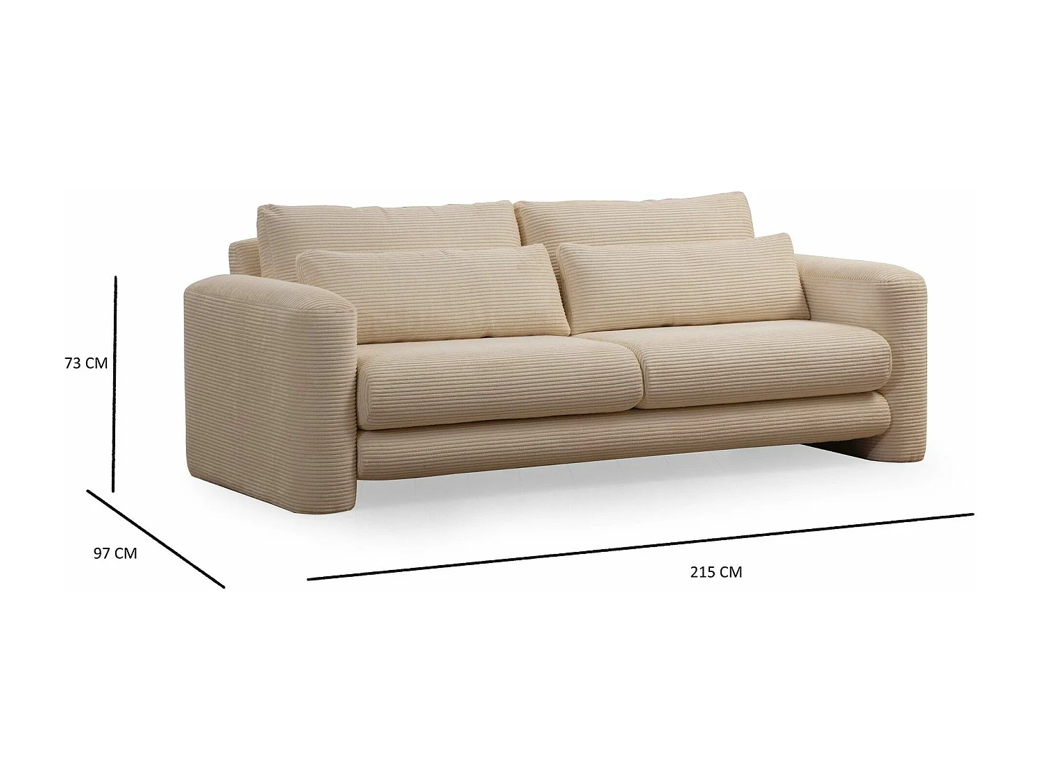 Sofá Altadena 331, De color marrón claro, 215x97x73cm, Tapiz, Patas: Plástico