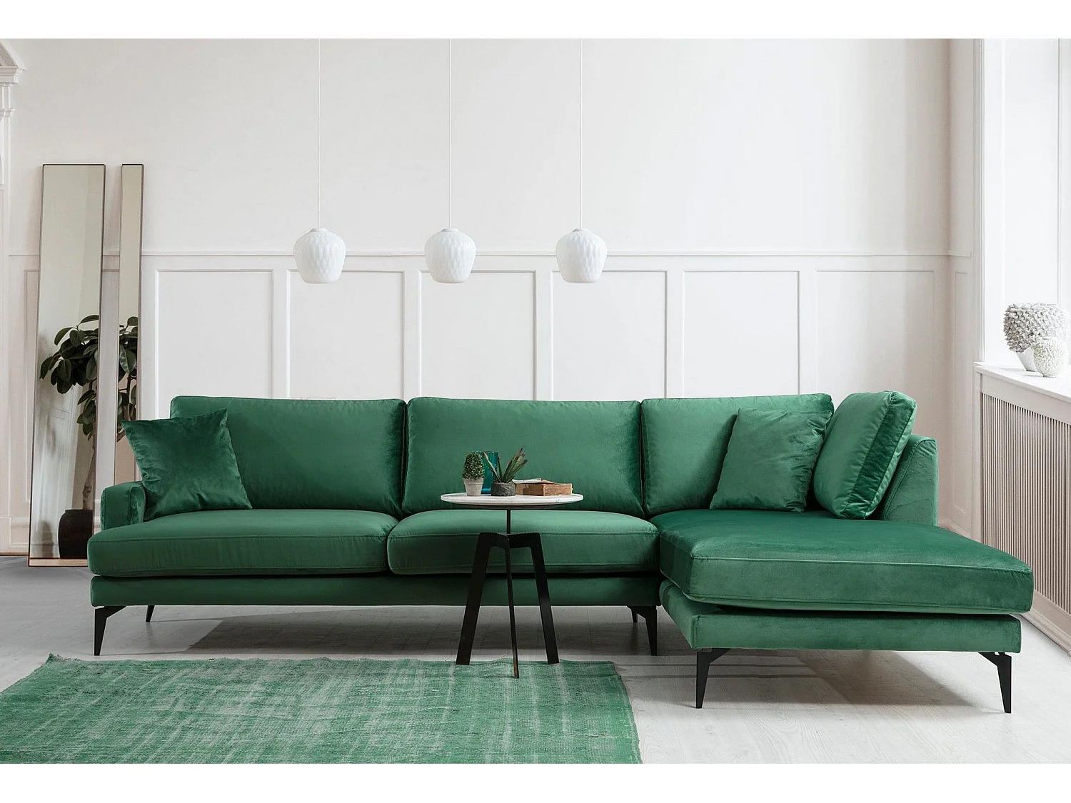 Canapé d'angle à droit Narchis Velours Vert
