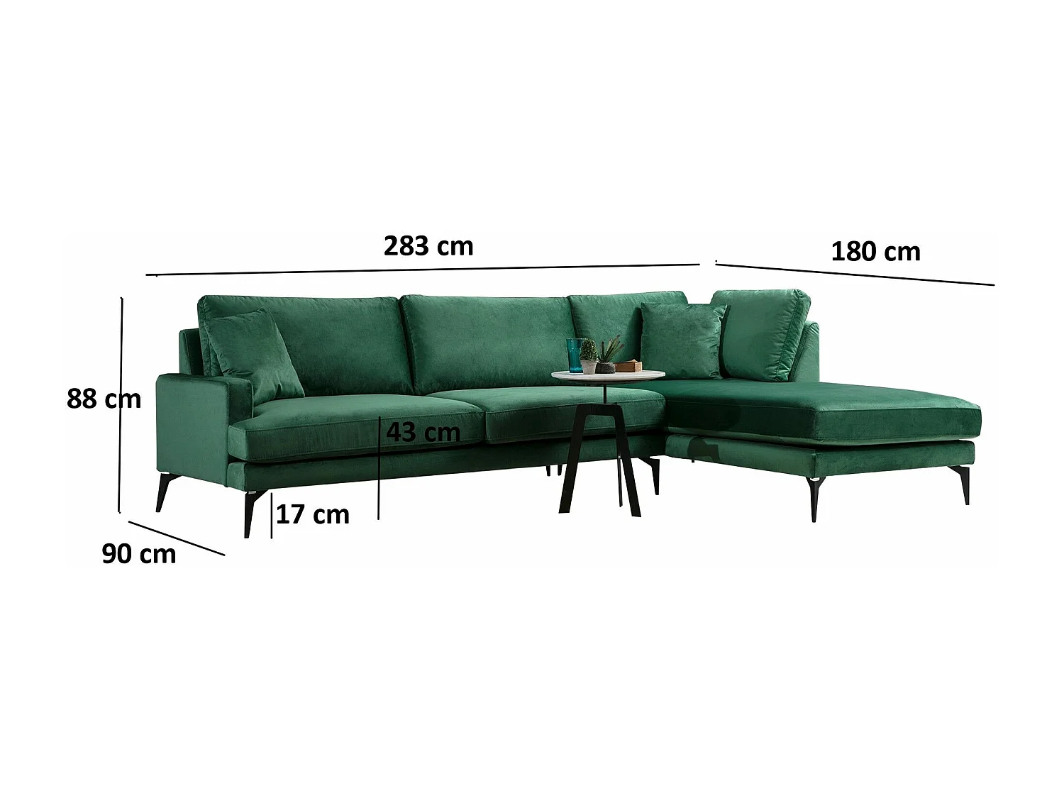 Canapé d'angle à droit Narchis Velours Vert