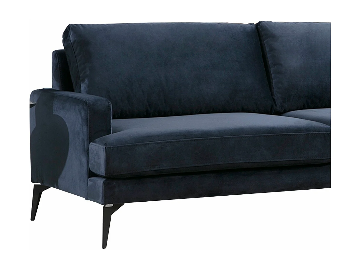 Kombaz design hoekbank rechts in marineblauwe fluweelachtige stof 283 cm