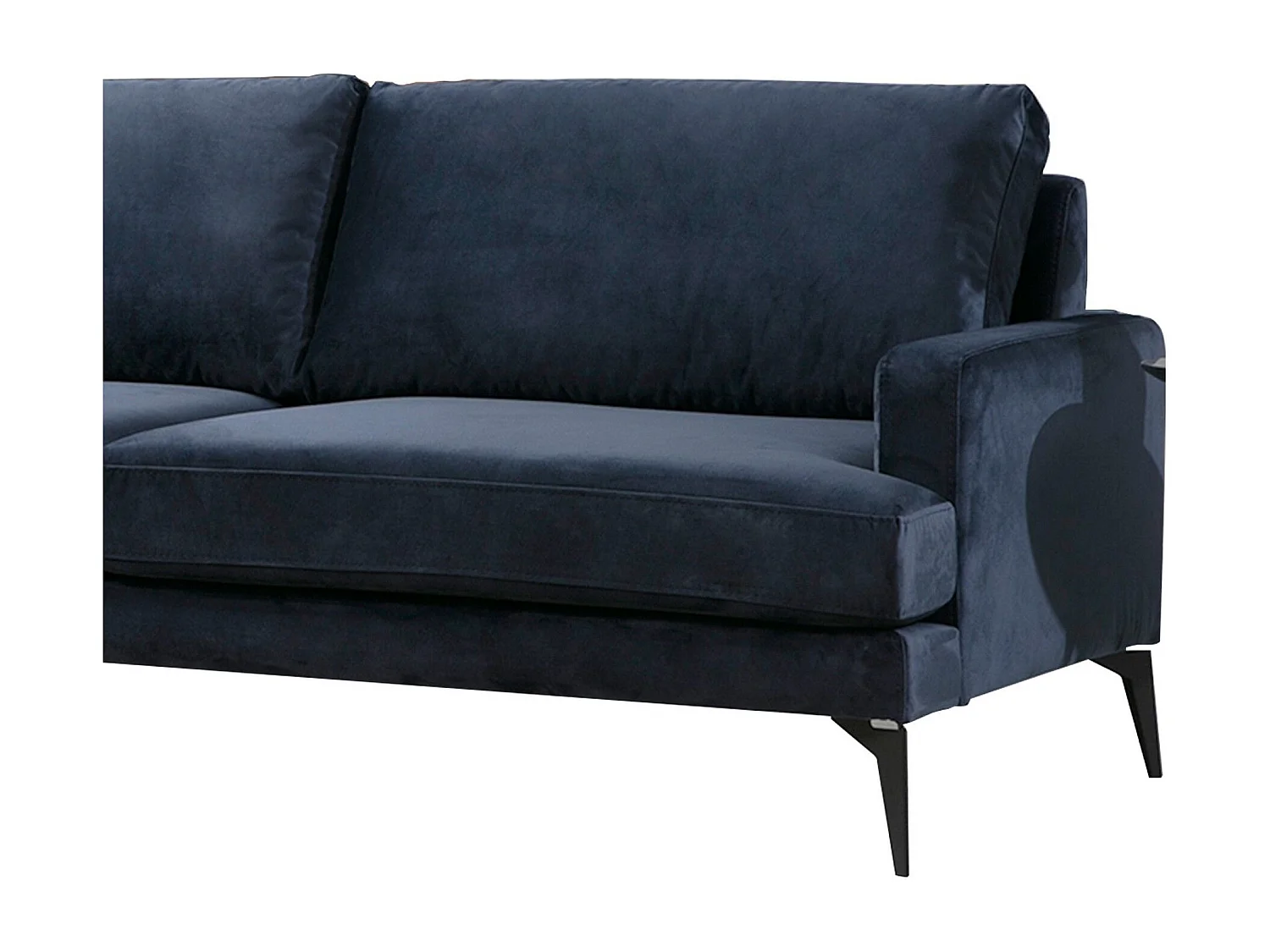 Hoekbank links design marineblauw fluweelachtige stof Kombaz 283 cm