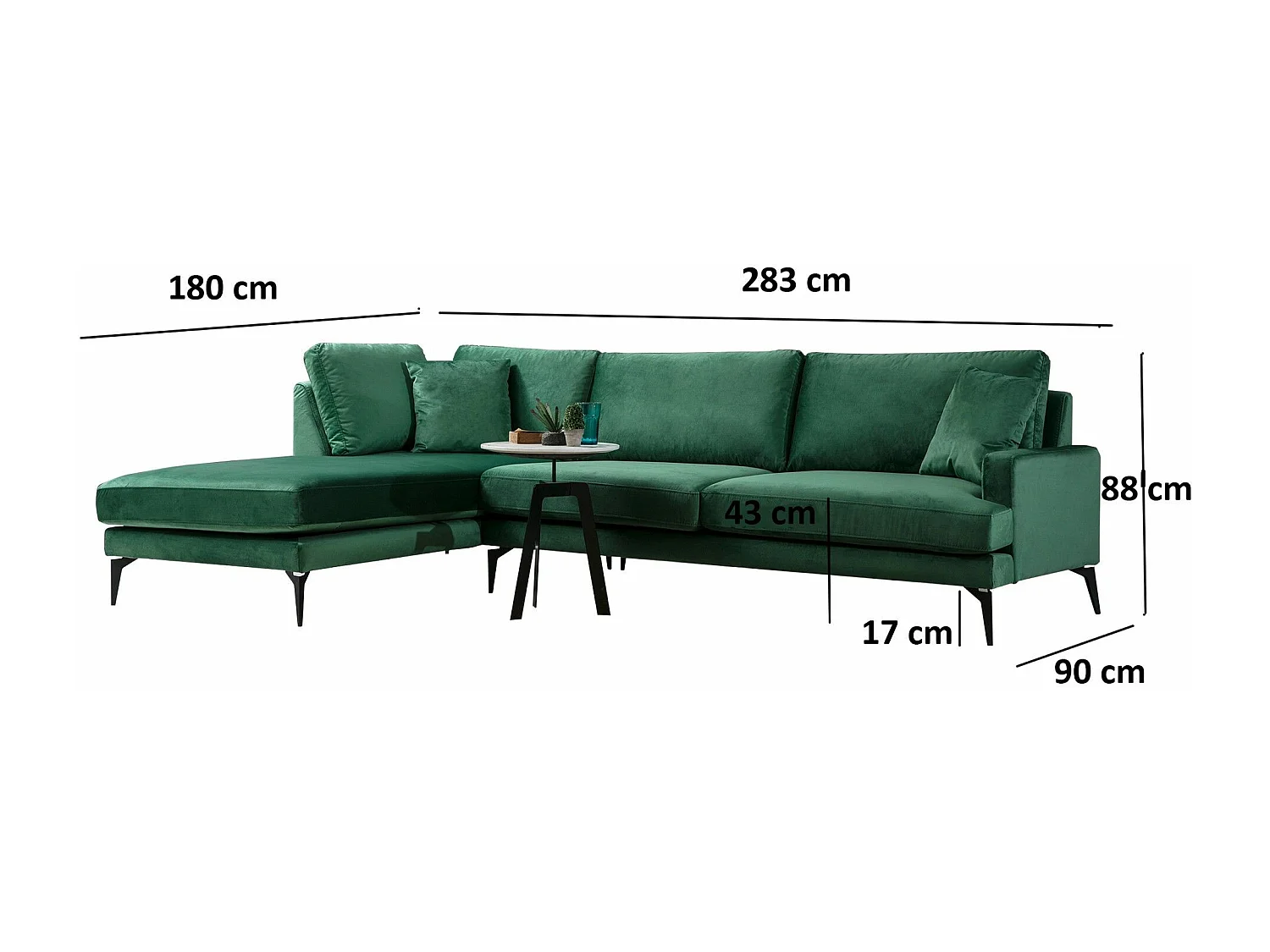 Canapé d'angle gauche Narchis Velours Vert