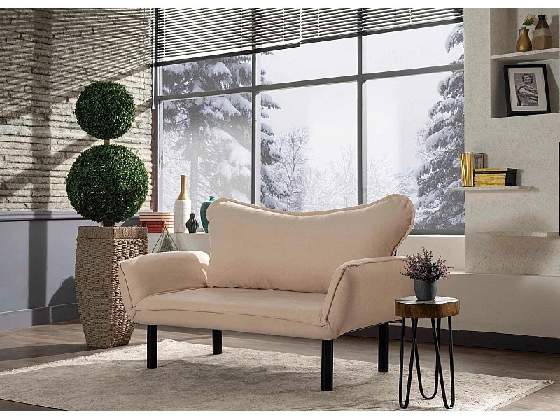 Sofá Altadena 110, De color marrón claro, 140x65x70cm, Tapiz, Patas: Metal