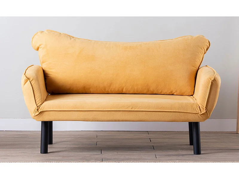 Sofá Altadena 110, Amarillo, 140x65x70cm, Tapiz, Patas: Metal