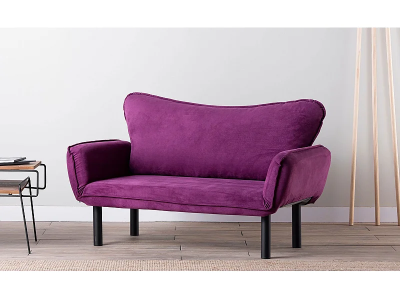 Canapé 2 places convertible Balos Tissu Violet