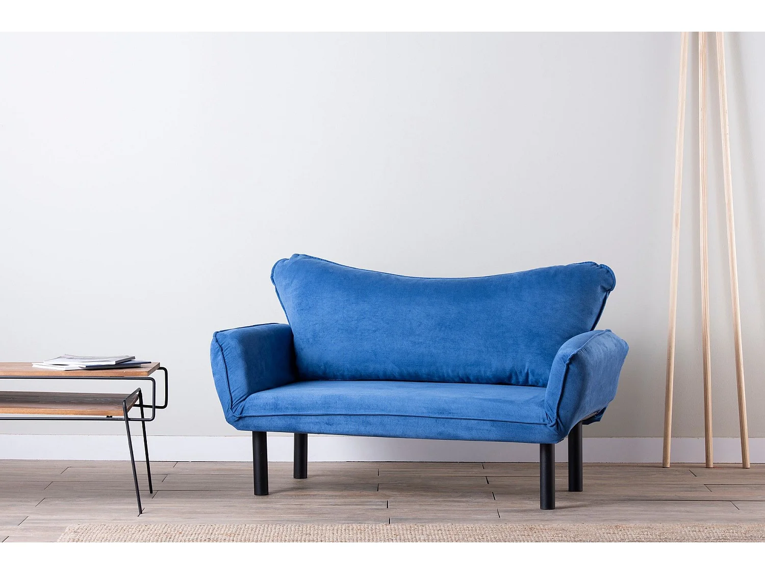 Sofá Altadena 110, Azul, 140x65x70cm, Tapiz, Patas: Metal