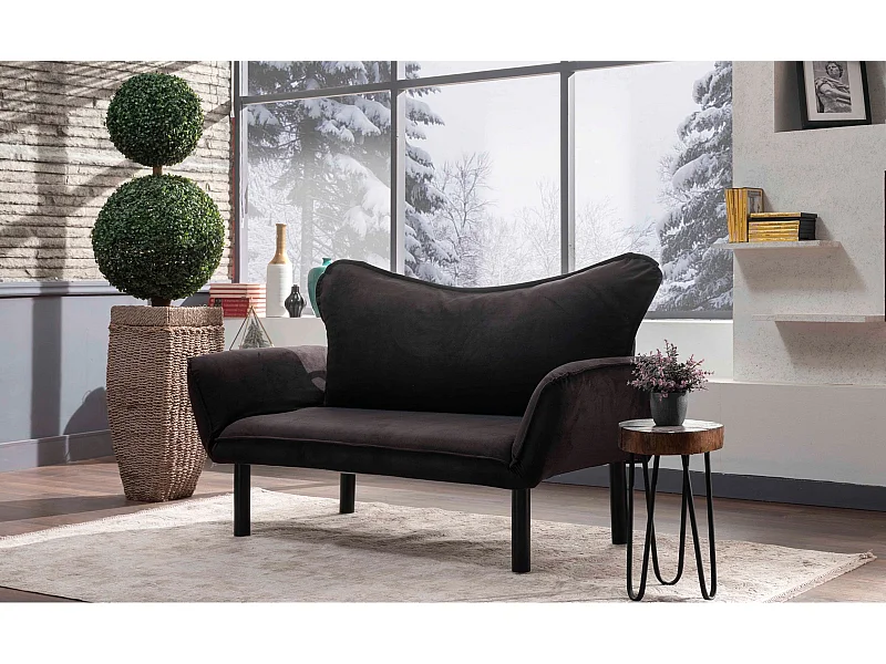 Sofá Altadena 110, Negro, 140x65x70cm, Tapiz, Patas: Metal