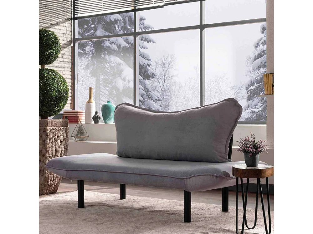 Sofá Altadena 110, Gris, 140x65x70cm, Tapiz, Patas: Metal