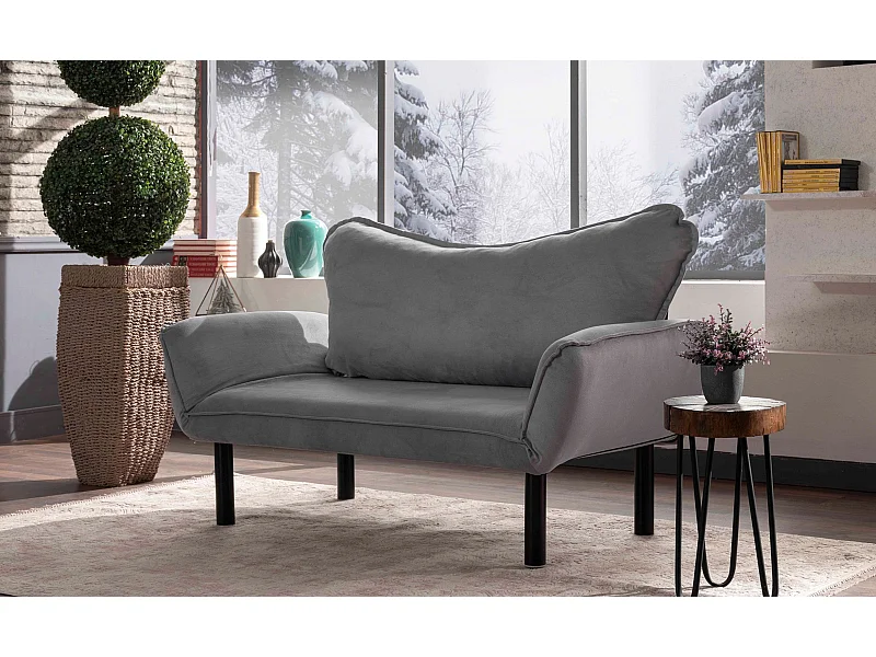 Sofá Altadena 110, Gris, 140x65x70cm, Tapiz, Patas: Metal