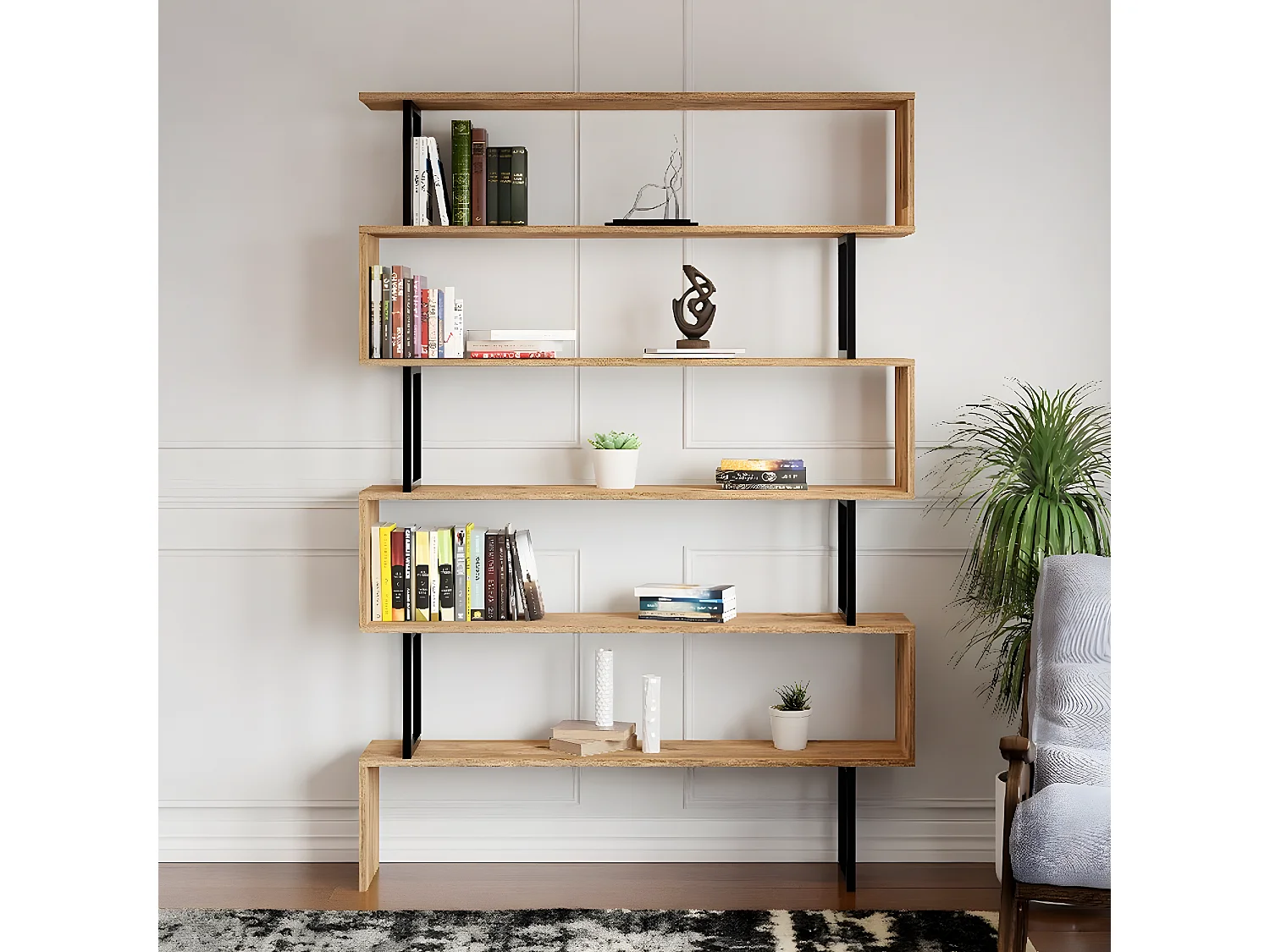 Bibliothèque Giuliana, Chêne, 135x25,5x195 cm, EPIKASA