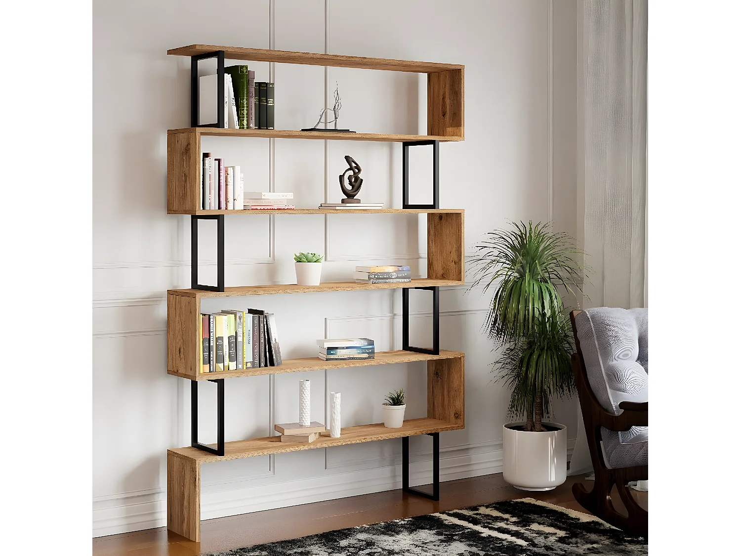 Bibliothèque Giuliana, Chêne, 135x25,5x195 cm, EPIKASA