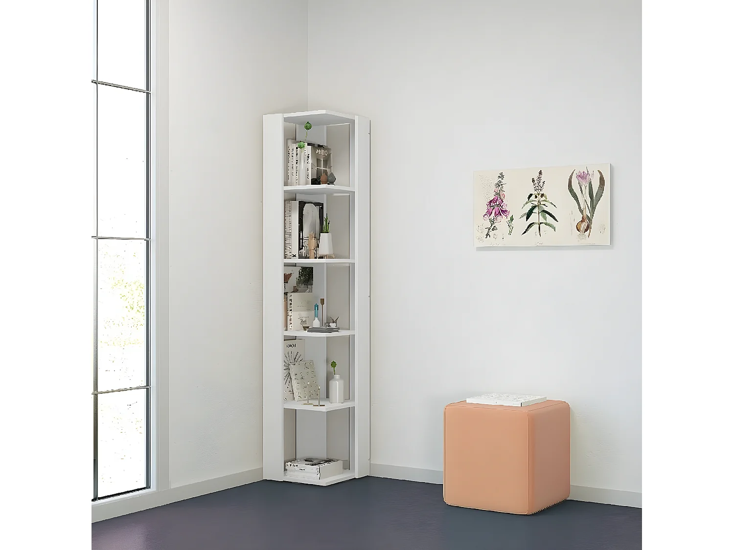 Regał Isotta, Biały, 34x34x161 cm, EPIKASA